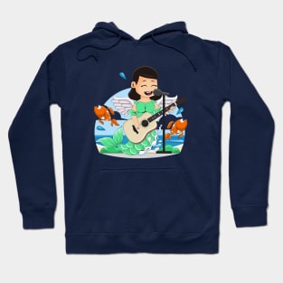 Mermaid cute singing playing guitar Hoodie